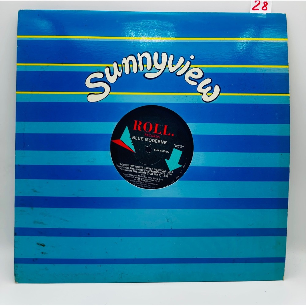Blue Moderne Through The Night 12" Vinyl Promo Roll Records SUN 440-DJ 1986